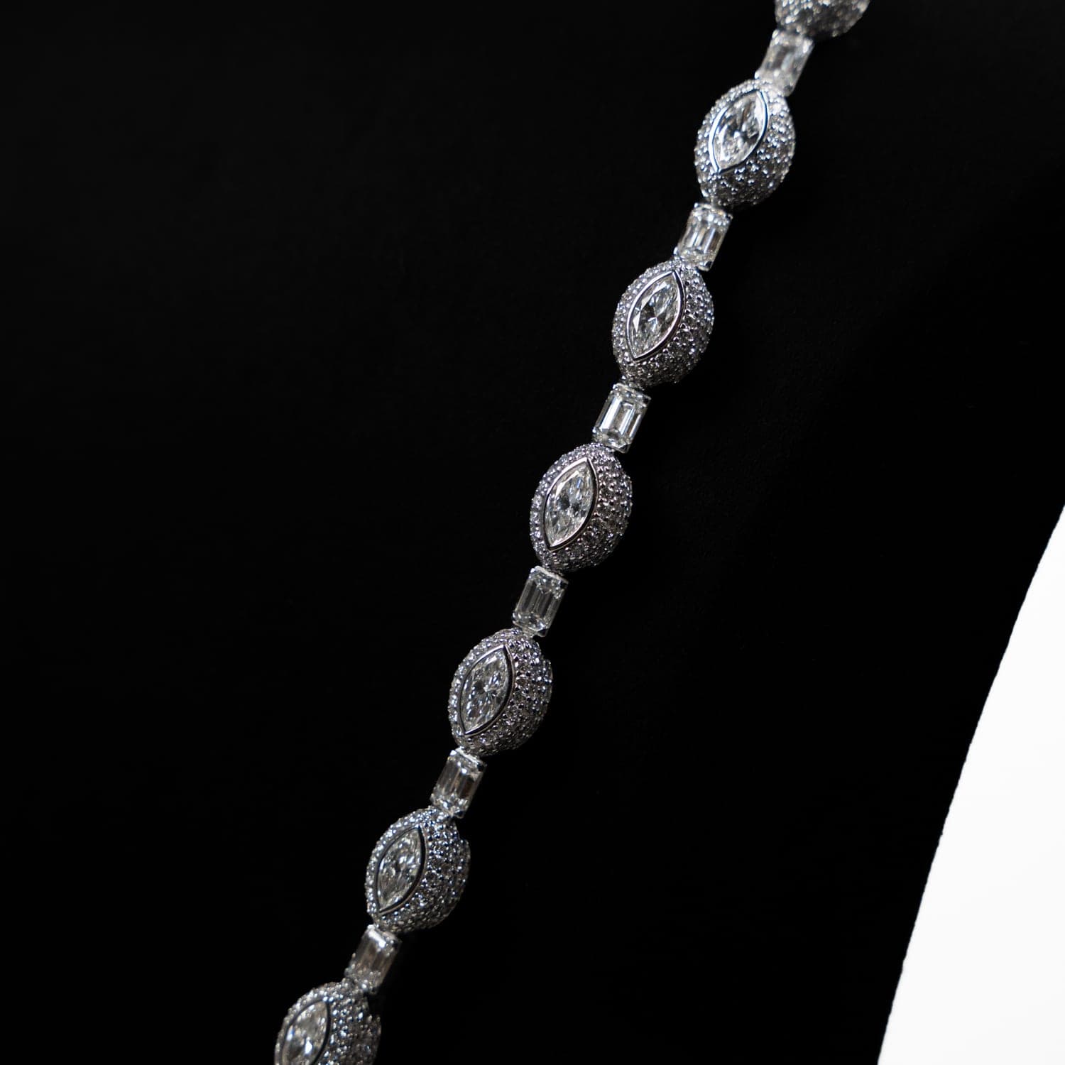 Diamond Cross Pendant on Marquise Station Chain
