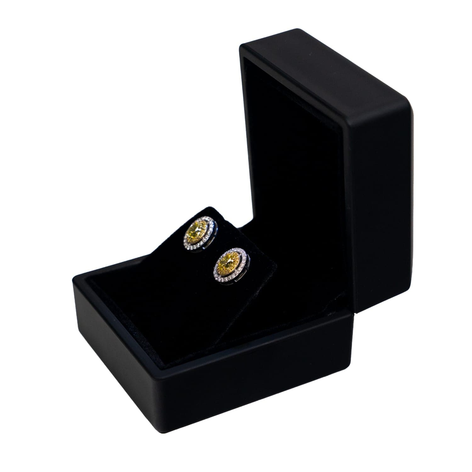 Fancy Yellow Oval Halo Stud Earrings