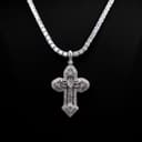 Ornate Diamond Cross Pendant on Tennis Chain thumbnail 2