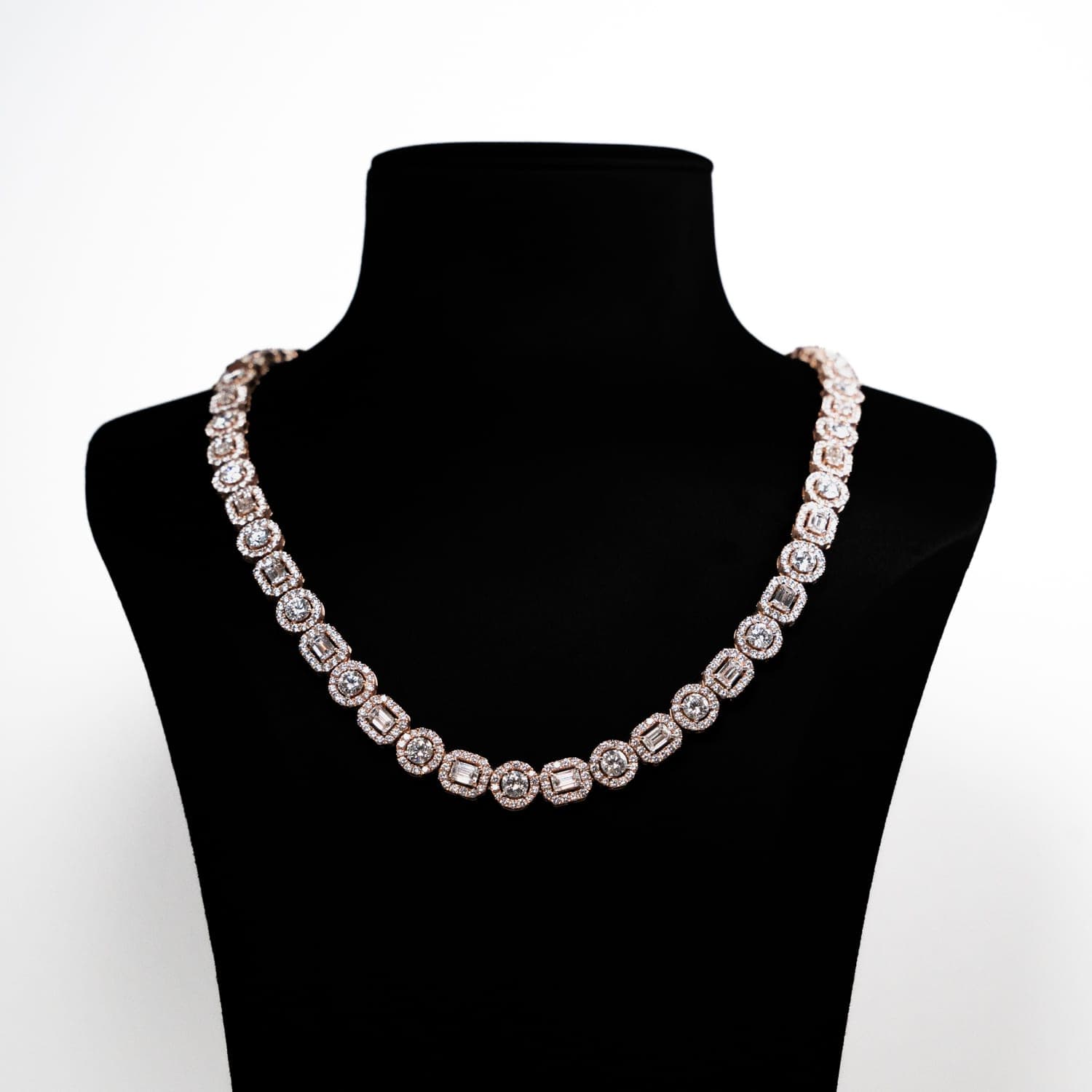 Rose Gold Halo Cluster Necklace