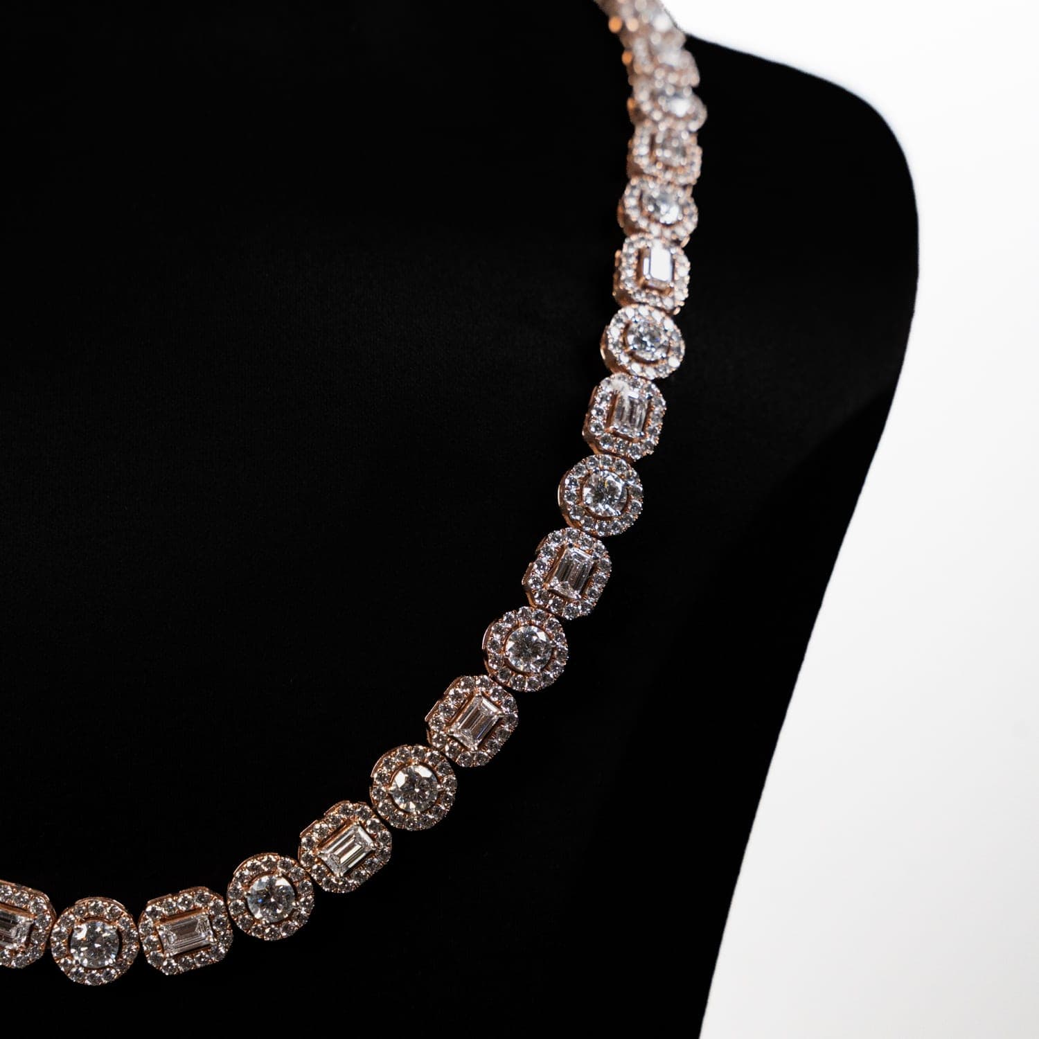 Rose Gold Halo Cluster Necklace