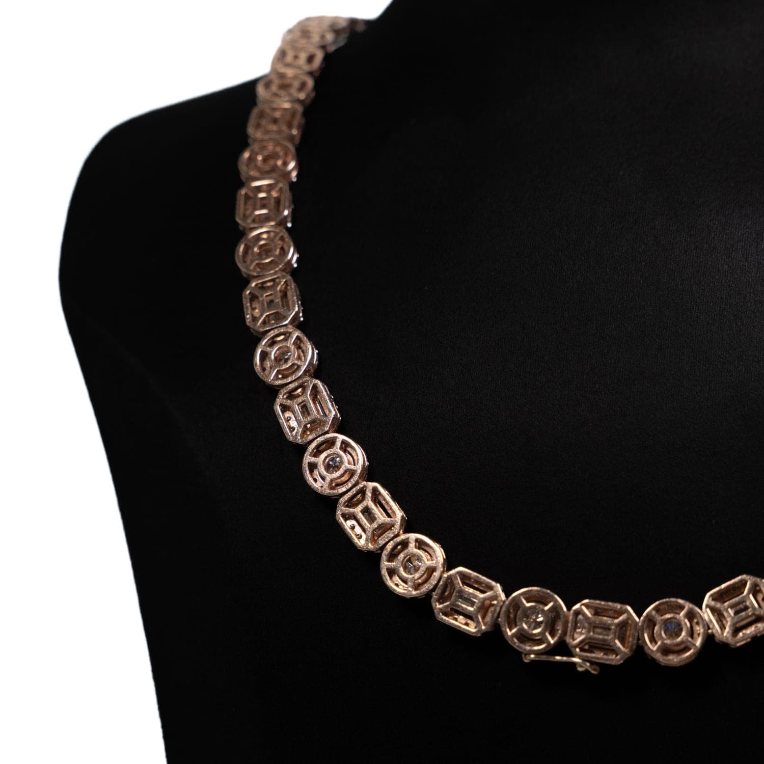 Rose Gold Halo Cluster Necklace