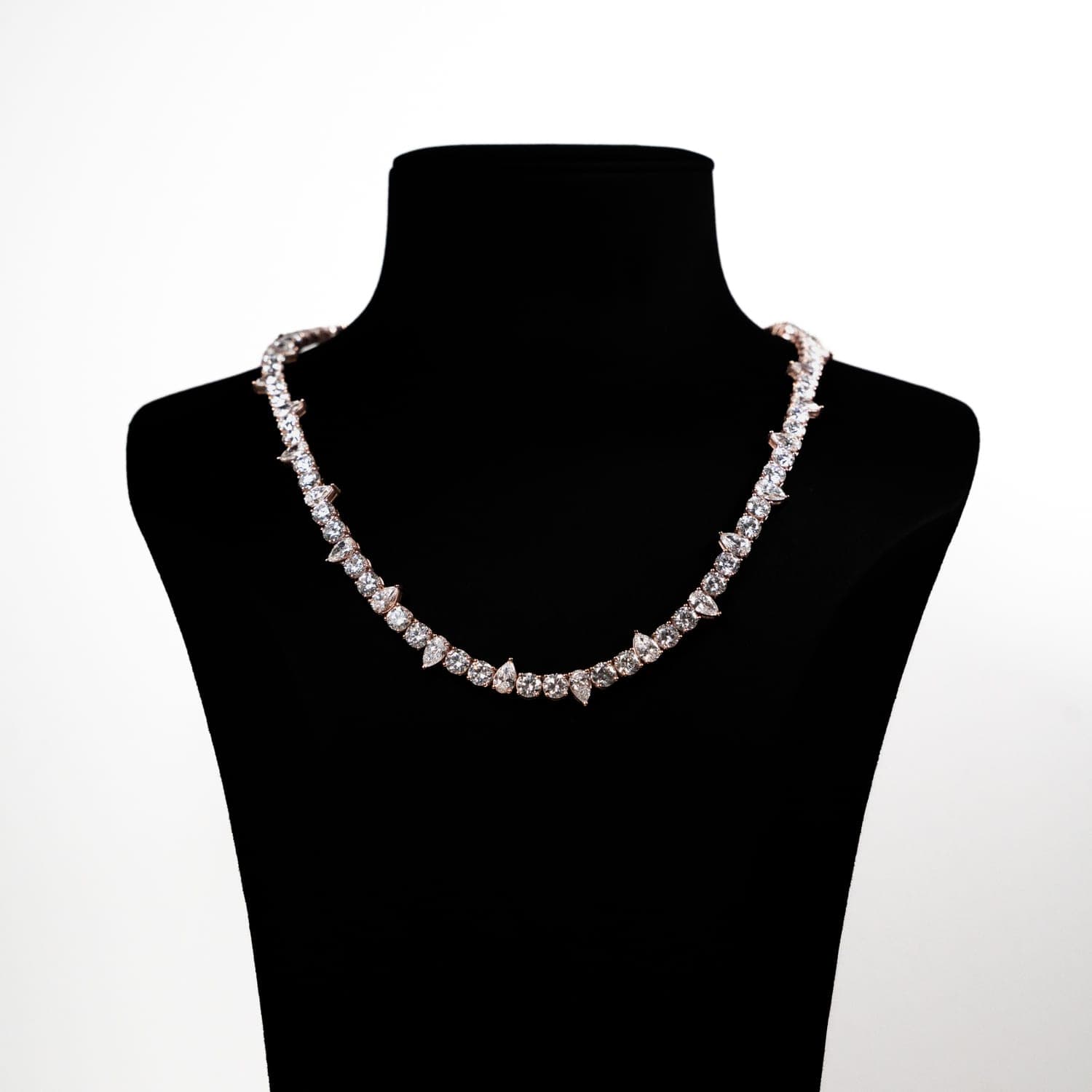 Spiked Diamond Tennis Necklace, Two Tone