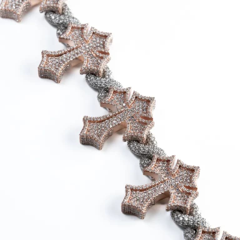 Rose &amp; White Gold Cross Bracelet