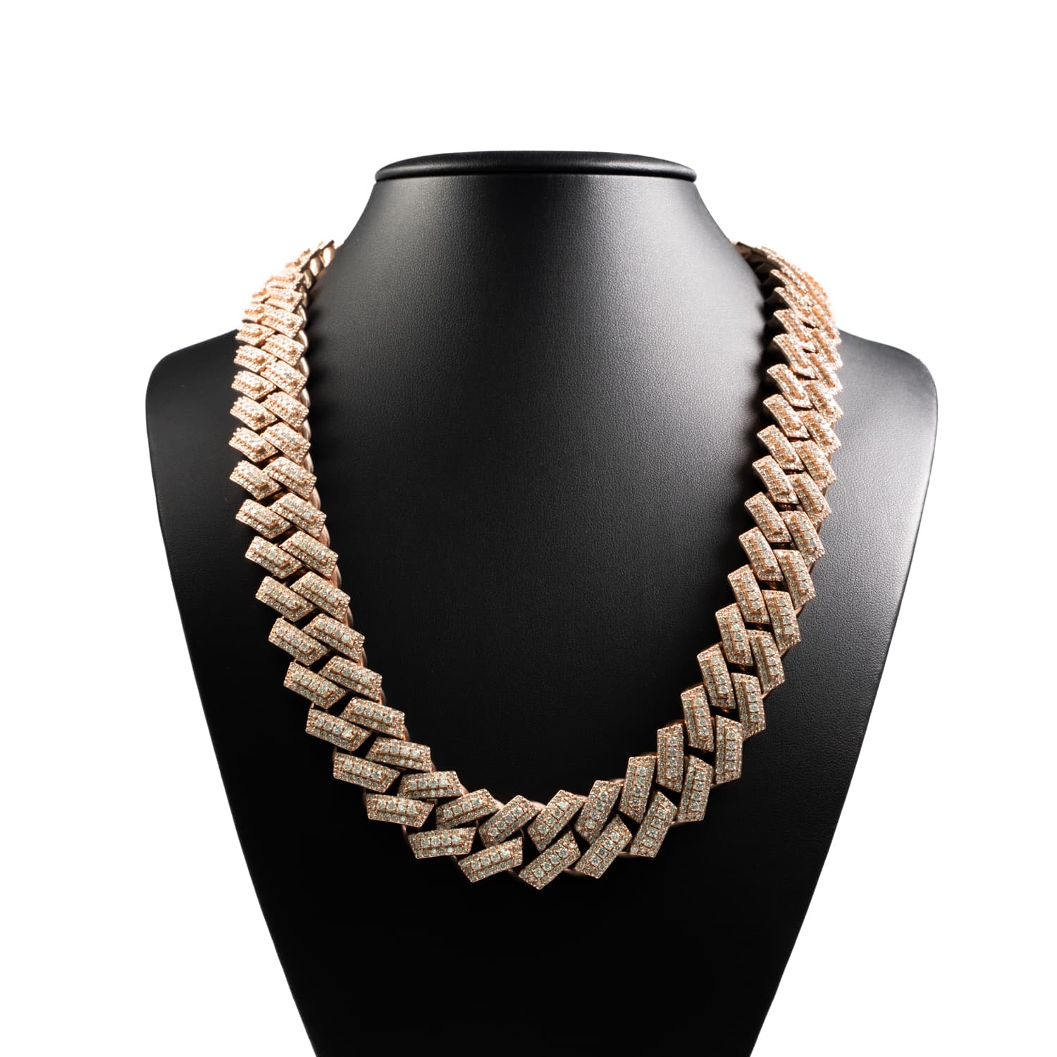Miami Cuban Prong Set Round Cut Diamond Chain