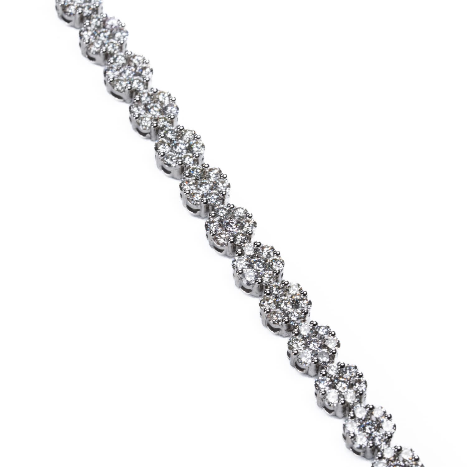 White Gold Clustered Diamond Tennis Bracelet