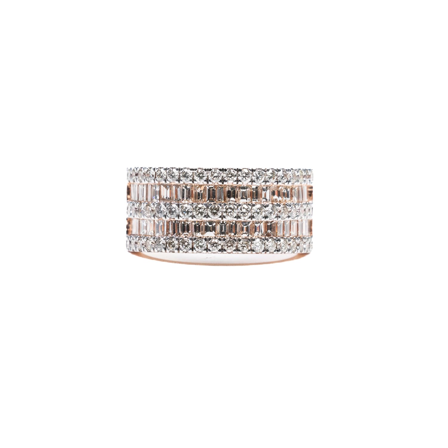 Rose Gold Diamond Baguette and Pointer Ring