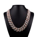 Miami Cuban Two Tone Round Cut Diamond Chain thumbnail 1