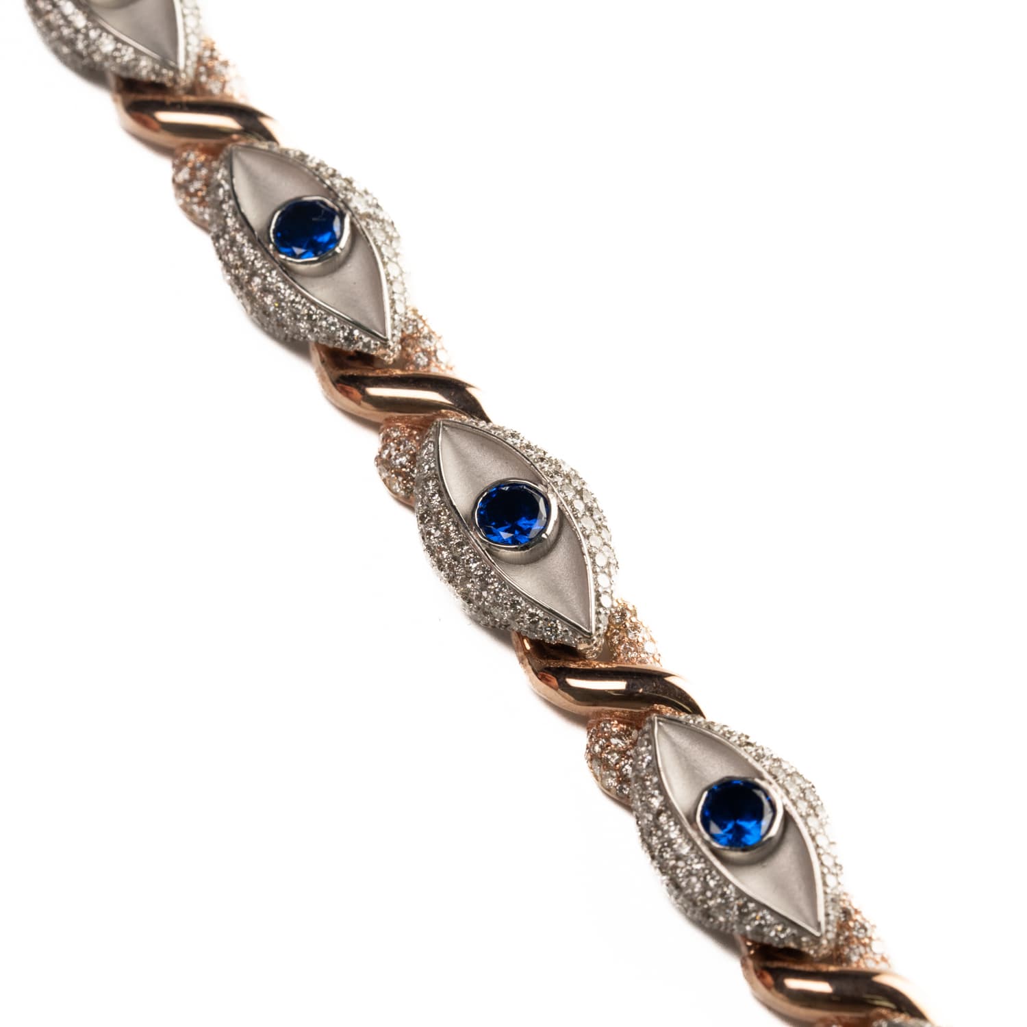 Rose &amp; White Gold Sapphire Gemstone Snake Bracelet